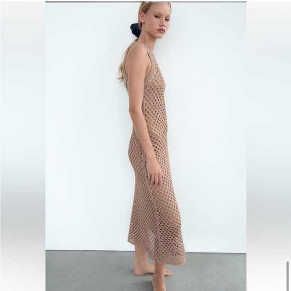 Zara Golden Sleeveless Knit Dress - Picture 1 of 6